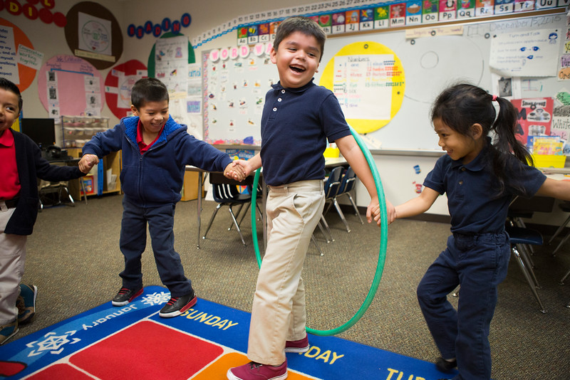 children playing classroom game