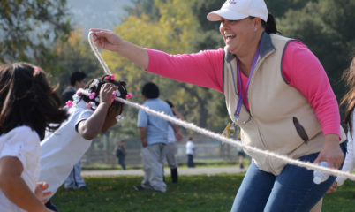 recess aid playing with kids