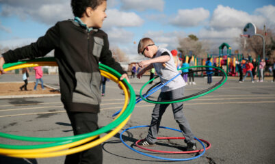 students hula hooping