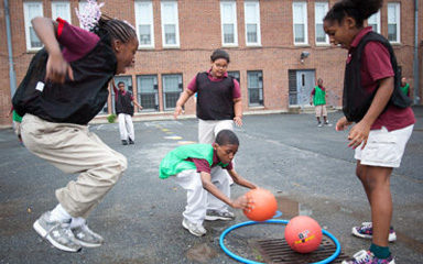 Children playing recess game called Sneak