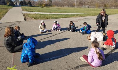 students playing on blacktop