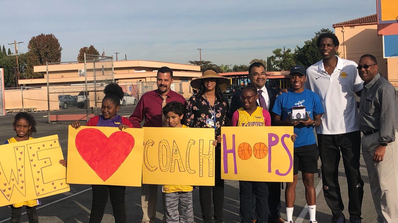 kids with Coach Hoops